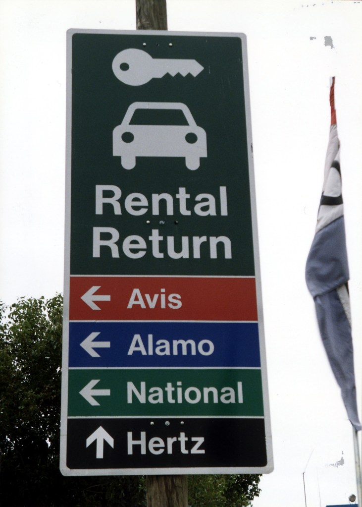 Rental car sign