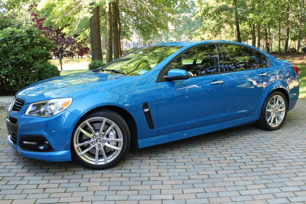 A blue Holden-badged 2015 Chevrolet SS on a driveway