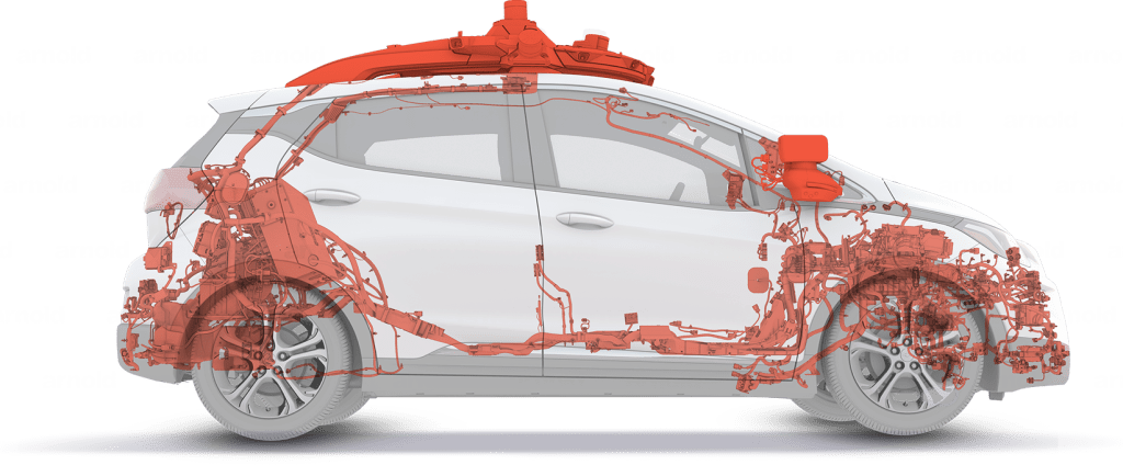 A cross-section of Cruise's driverless software fitted to a Chevy Bolt,