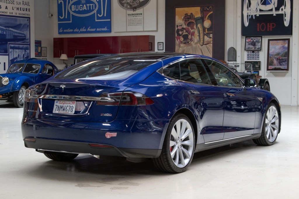 Jay Leno's blue Tesla Model S 