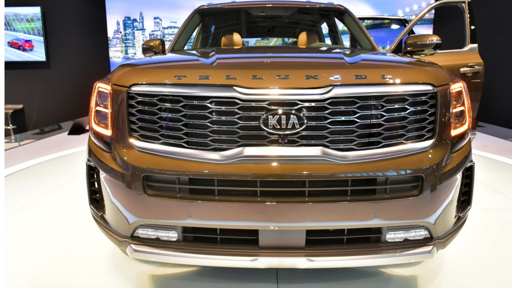 The KIA Telluride is seen at the 2020 New England Auto Show Press Preview at Boston Convention & Exhibition Center on January 16, 2020 in Boston, Massachusetts.