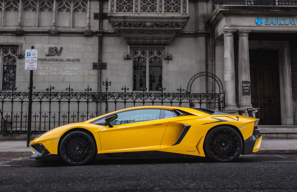  The Lamborghini Aventador SV in Mayfair, London.