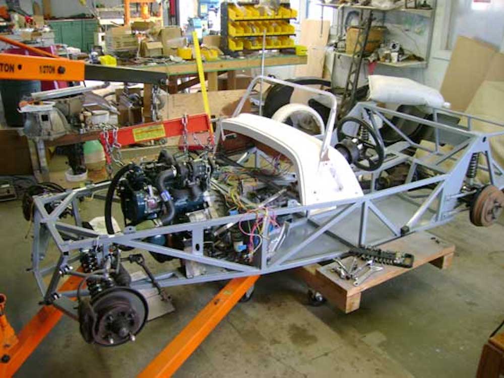 Kinetic MAX Frame being assembled in garage