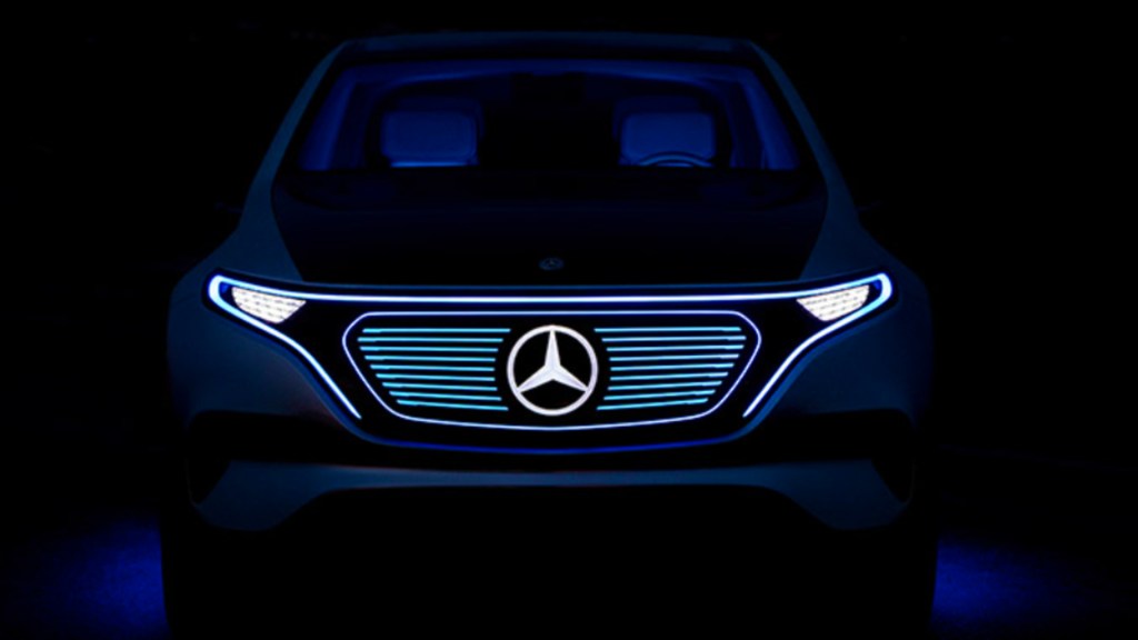 A Mercedes-Benz electric vehicle silhouette. 
