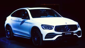 Mercedes GLC 300 Coupe is on display during the New York International Auto Show on April 18, 2019 in New York, United States.