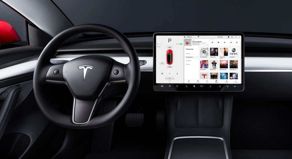 The interior of a Tesla.