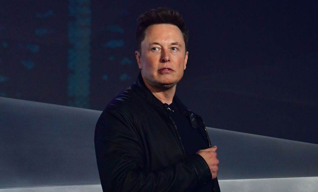 Tesla co-founder and CEO Elon Musk introduces the newly unveiled all-electric battery-powered Tesla Cybertruck at Tesla Design Center in Hawthorne, California on November 21, 2019