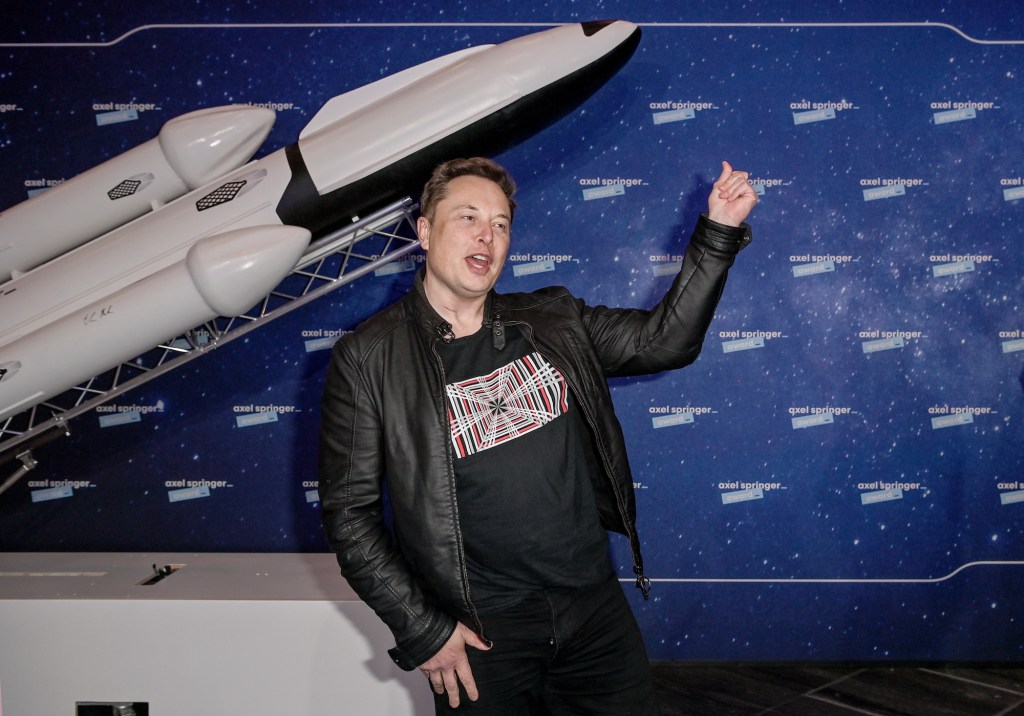 Tesla CEO Elon Musk poses on the red carpet of the Axel Springer Award 2020 in December 2020 in Berlin, Germany
