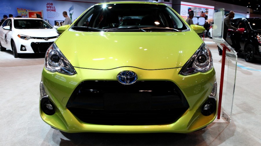 Toyota Prius c is on display at the 108th Annual Chicago Auto Show at McCormick Place in Chicago, Illinois on February 19, 2016.