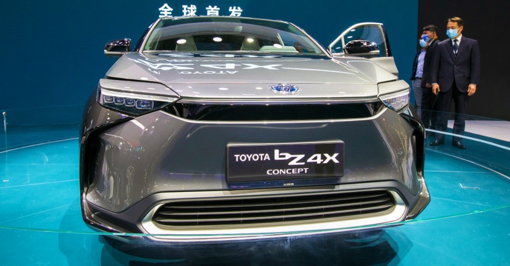 A gray Toyota bZ4X. 