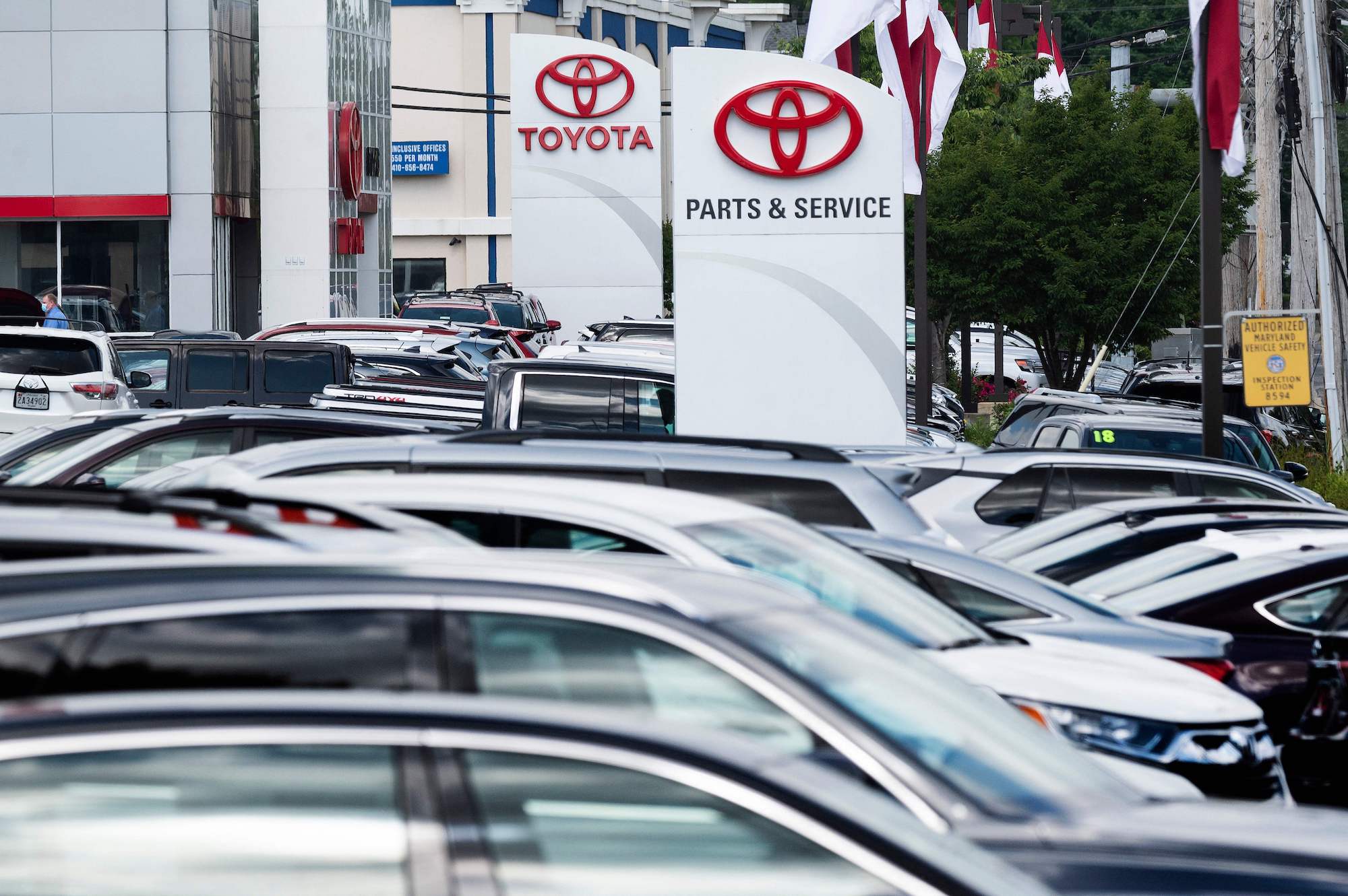 A Toyota car dealership in Annapolis, Maryland, on May 27, 2021