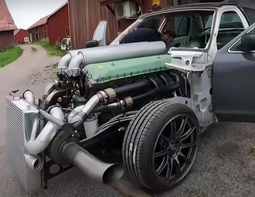 Twin turbo V12 tank engine in Ford Crown Vic 