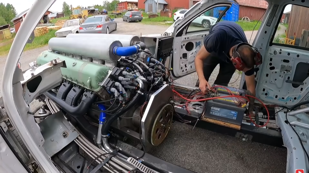 Twin turbo V12 tank engine in Ford Crown Vic 