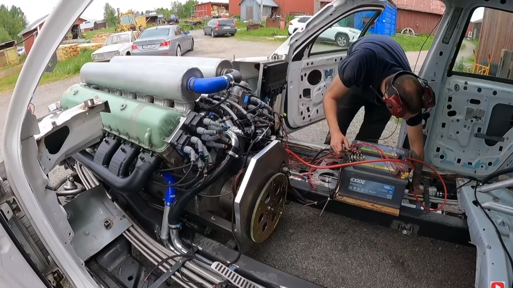 Twin turbo V12 tank engine in Ford Crown Vic