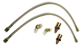 A Wilwood Flexline -3 stainless steel brake line kit