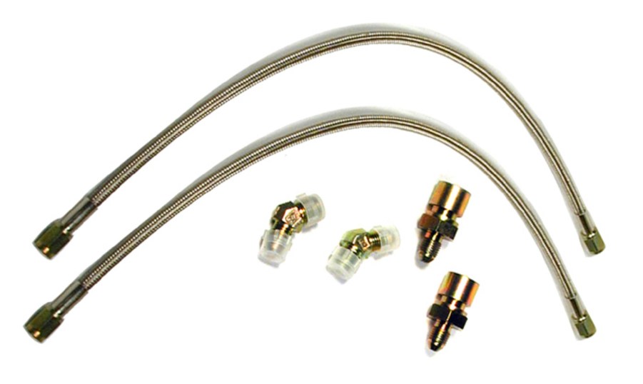 A Wilwood Flexline -3 stainless steel brake line kit
