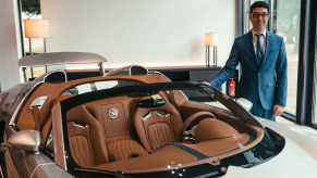 Luigi Galli, head of the new La Maison Pur Sang program at Bugatti, with the completely restored Bugatti Veyron Grand Sport