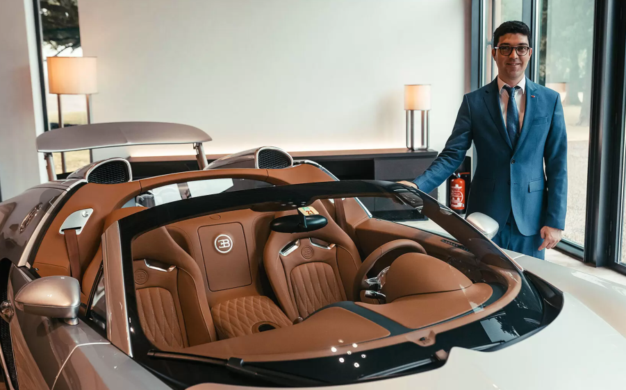 Luigi Galli, head of the new La Maison Pur Sang program at Bugatti, with the completely restored Bugatti Veyron Grand Sport