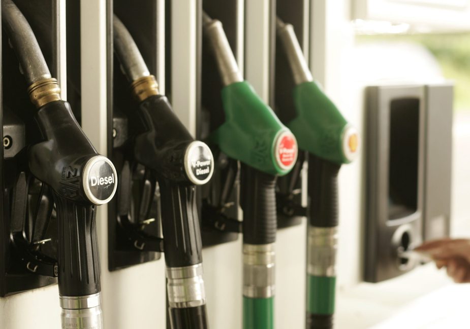 handles at a diesel fuel pump