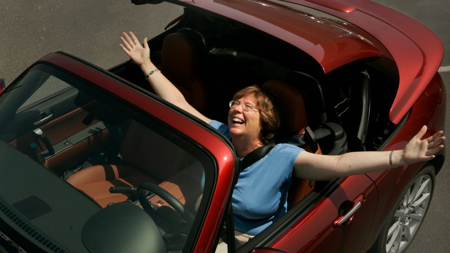 Marna Wood loves her new 2007 Mazda Miata MX–5 hardtop convertible.