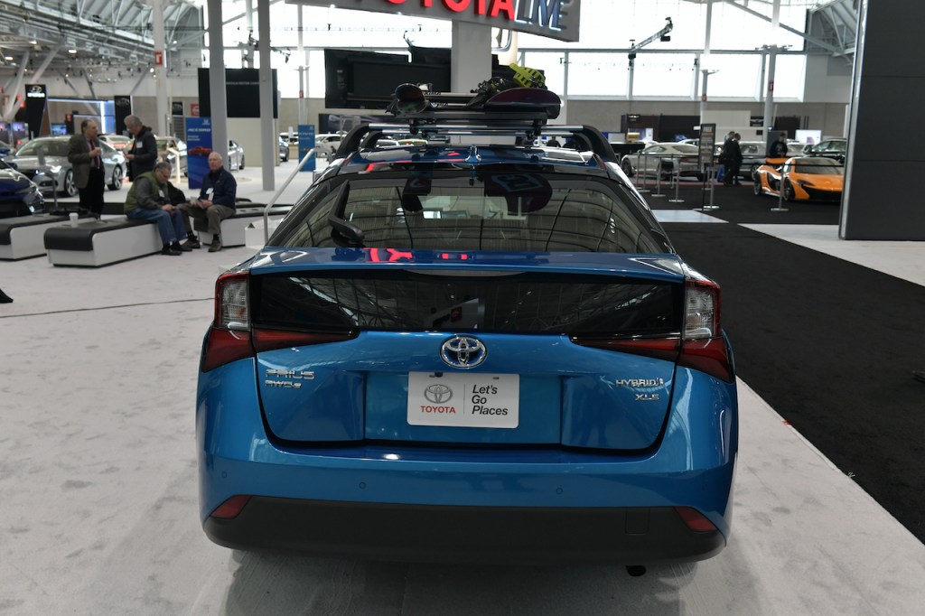 A hybrid toyota prius with all wheel drive capabilities