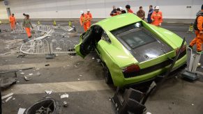 A wrecked lamborghini wrecked exotic car