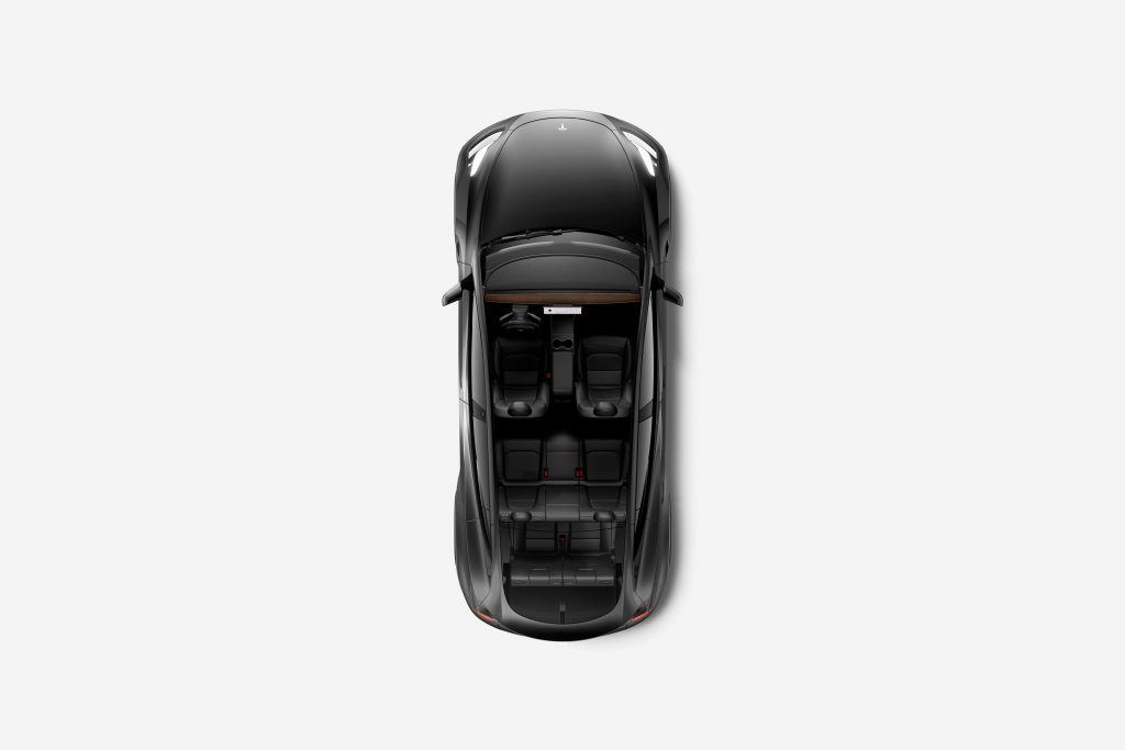 A cross-section overhead shot of the Model Y's seating arrangement