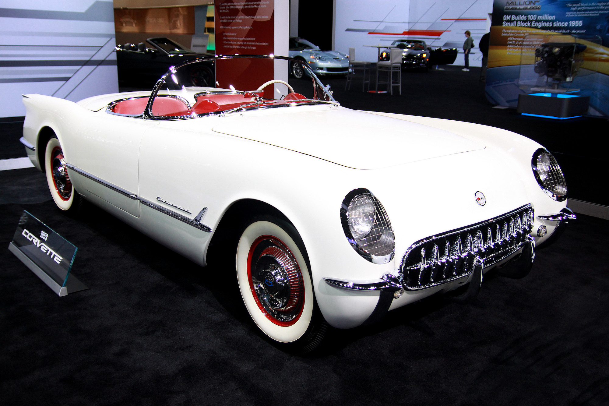 A white 1953 Chevy Corvette on display at the 104th-annual Chicago Auto Show at McCormick Place in February 2012