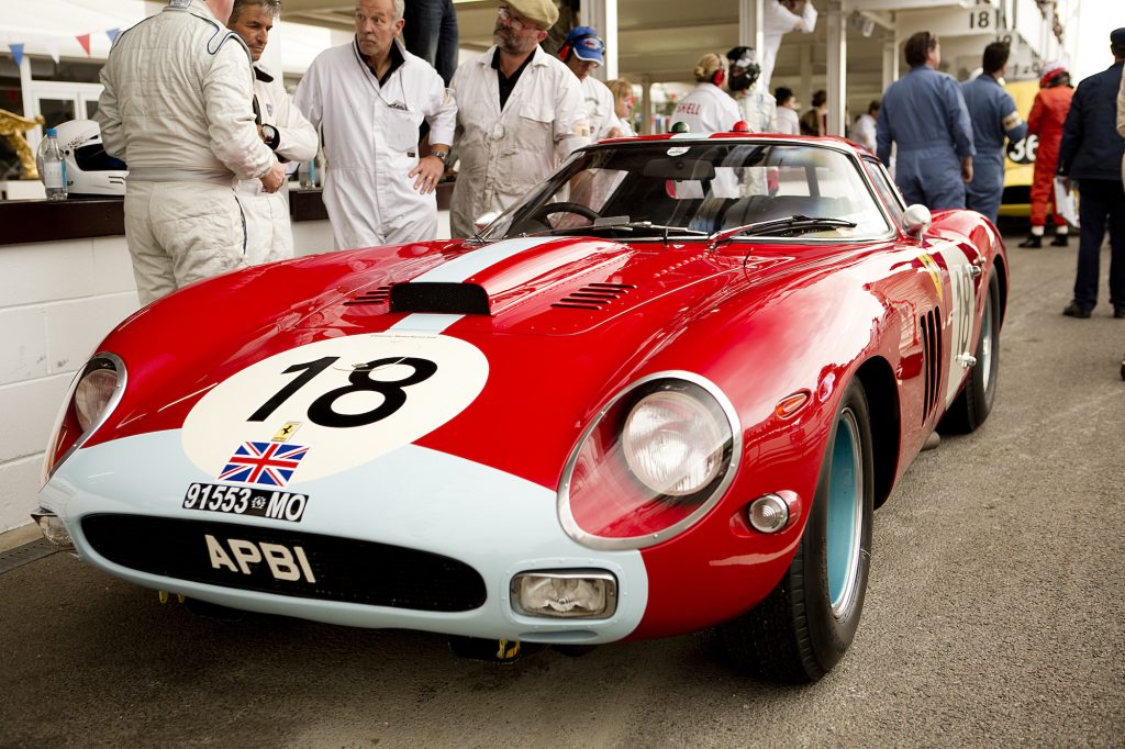 A red 1963 Ferrari 250 GTO at the Goodwood Revival in September 2015