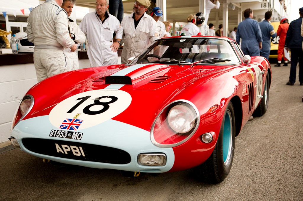 A red 1963 Ferrari 250 GTO at the Goodwood Revival in September 2015