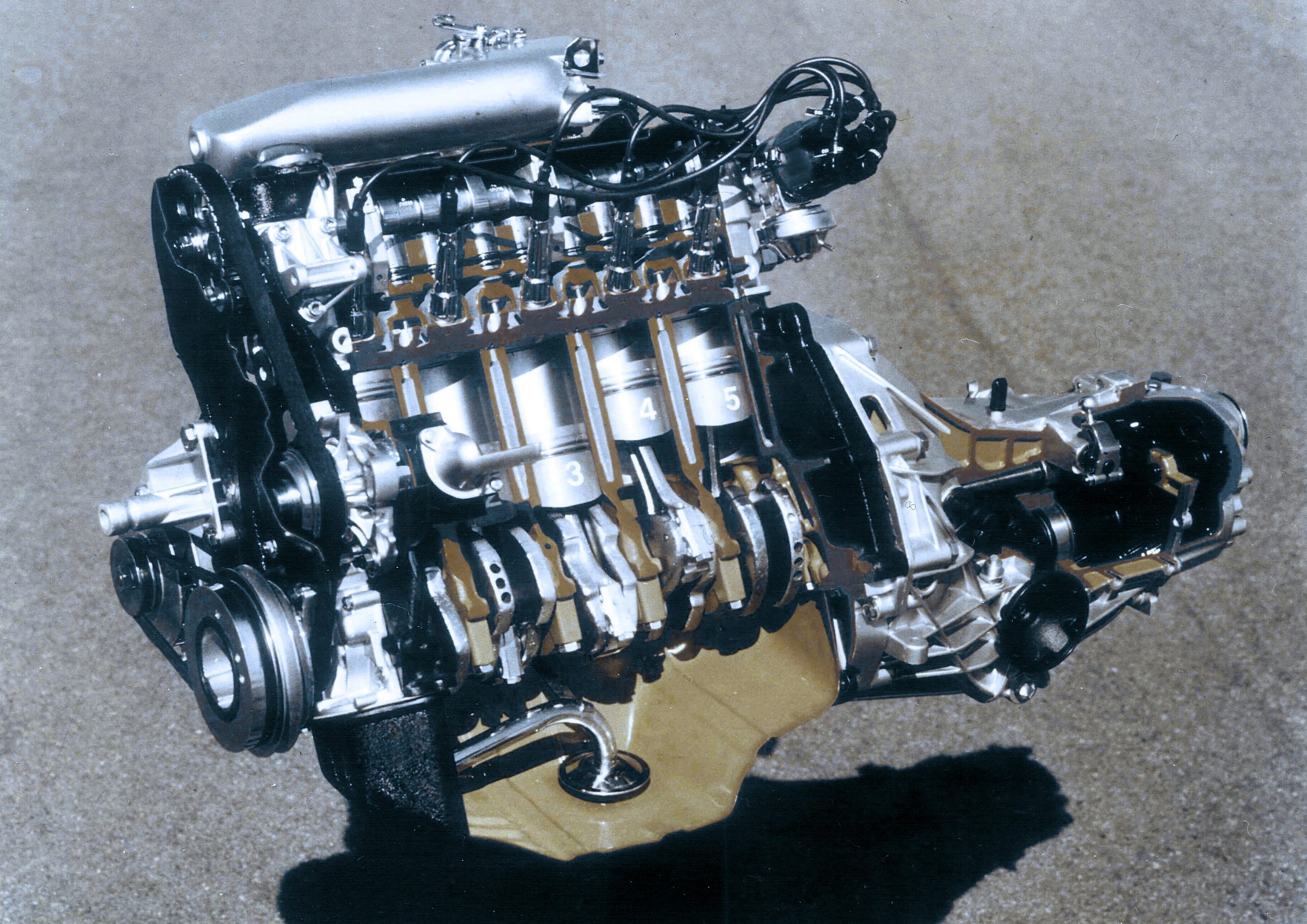 The first Audi five-cylinder gasoline engine from 1976