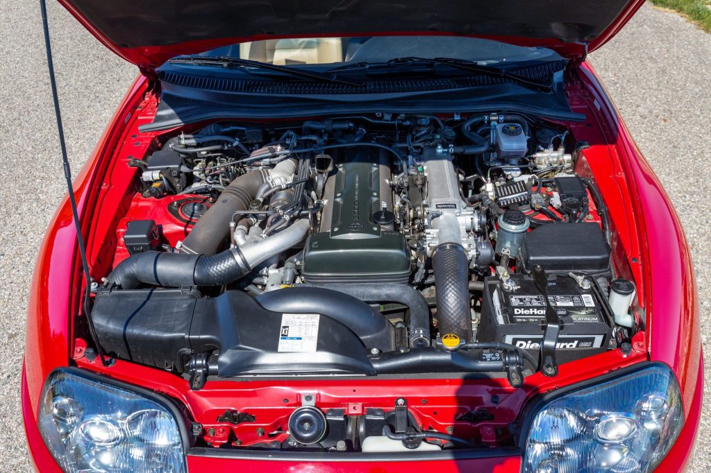 The legendary 2JZ-GTE motor in a red Supra