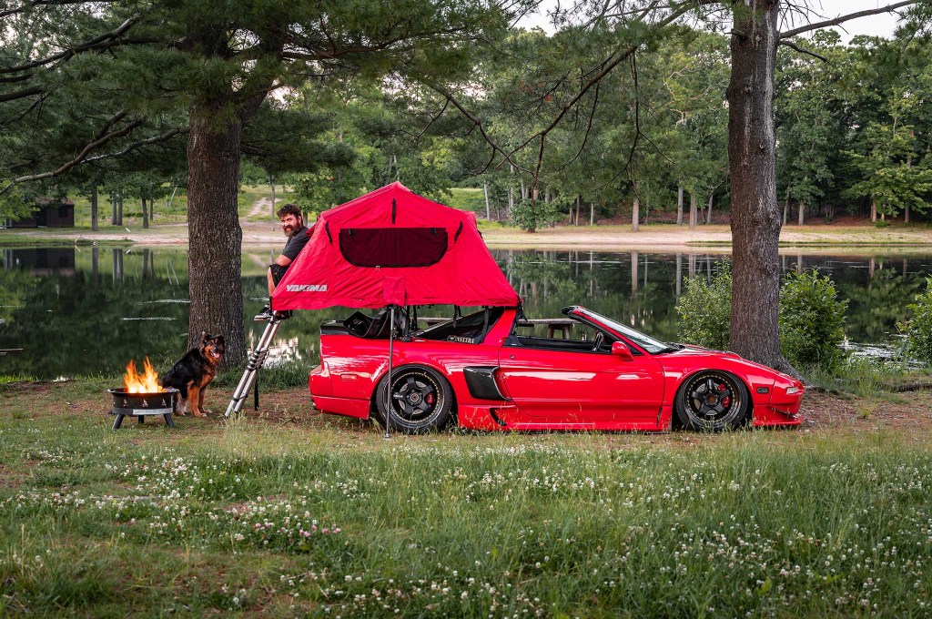 Chris Cut's red NSX targa camping rig