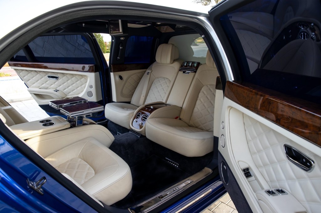 the insides of a crazy fancy 2015 Bentley Mulsanne Grand Limousine