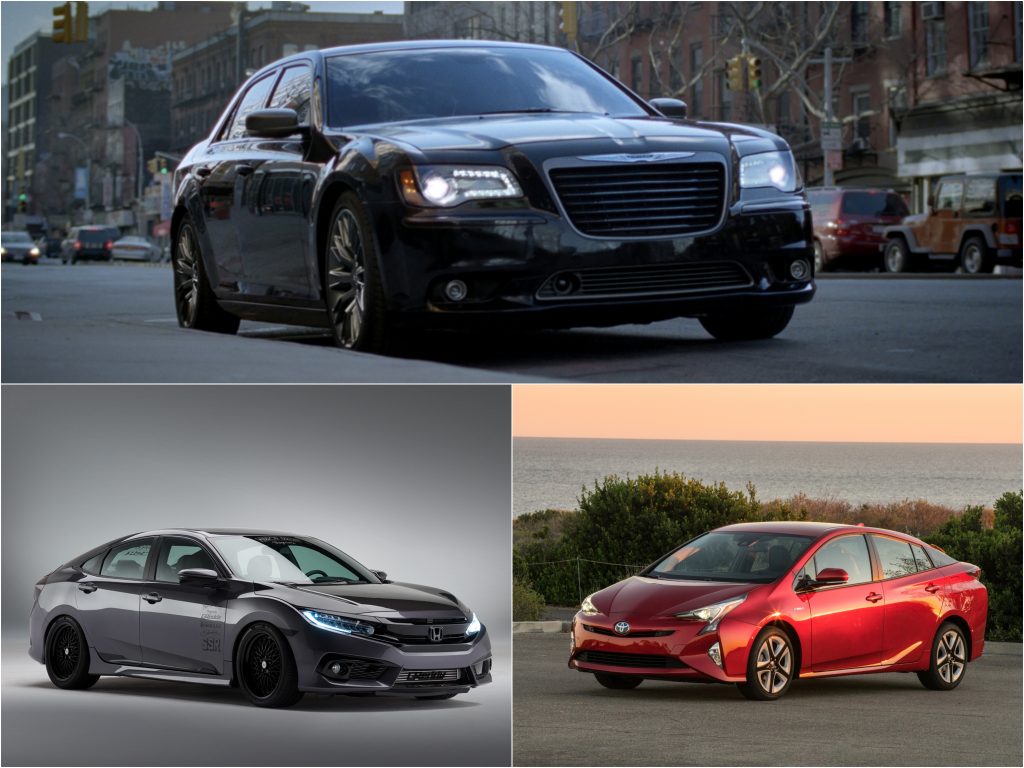 2016 Chrysler 300, Honda Civic, and Toyota Prius, cars that all can roll while in park