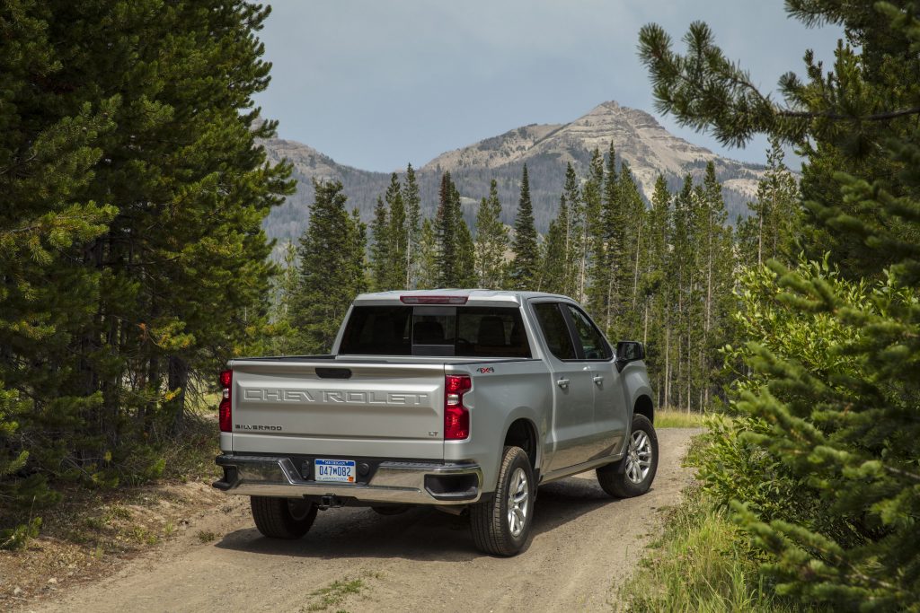 2021 Chevy Silverado 1500 LT parked in the woods