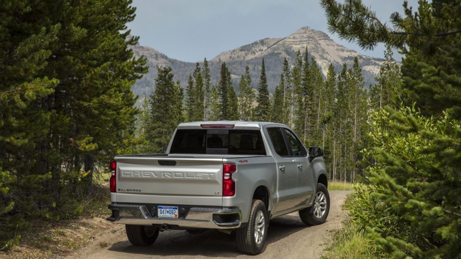 2021 Chevy Silverado 1500 LT parked in the woods