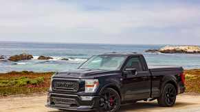 The 2021 Shelby F-150 Super Snake parked near the beach
