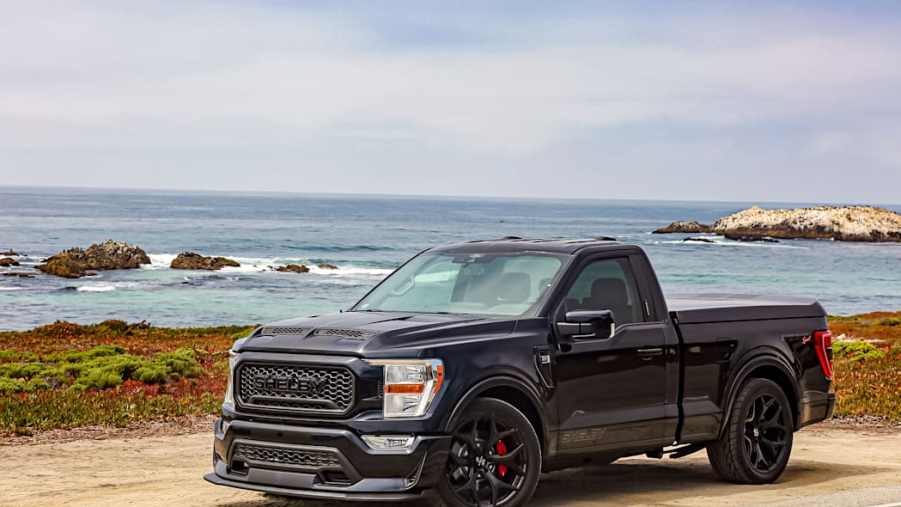 The 2021 Shelby F-150 Super Snake parked near the beach