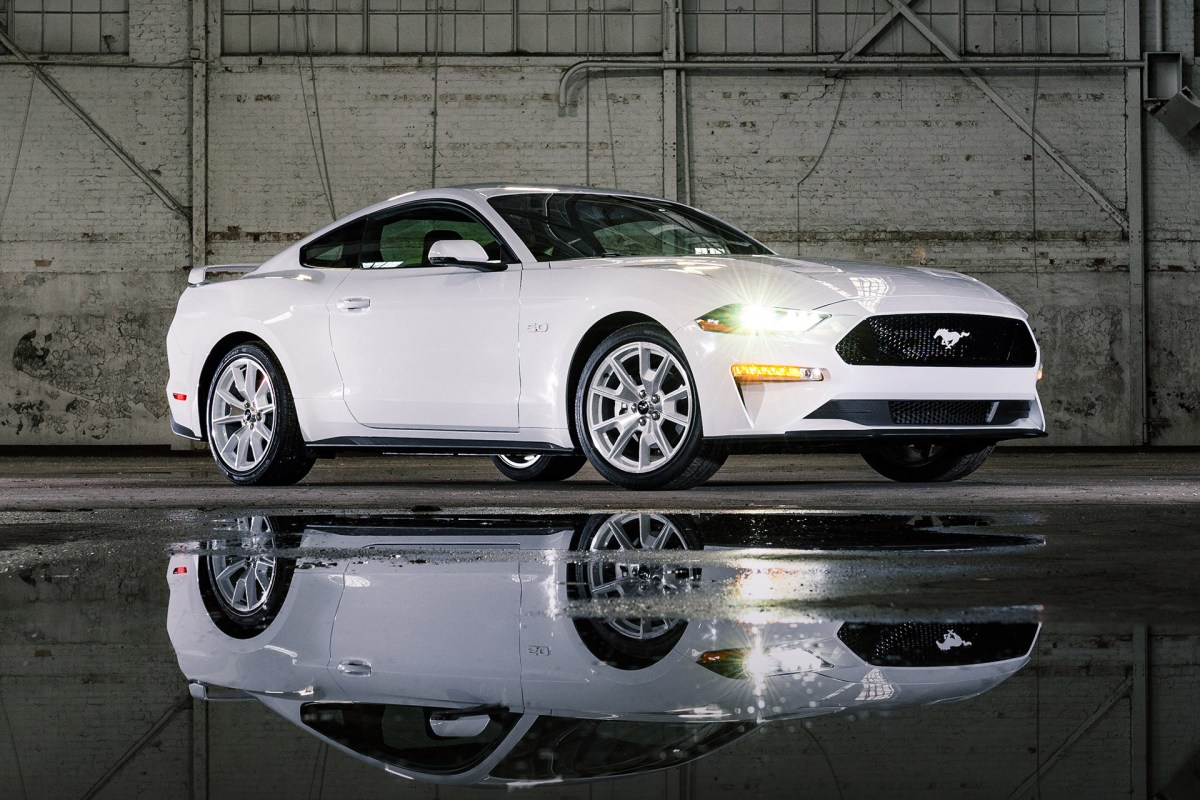 2022 Ford Mustang coupe with Ice White package.