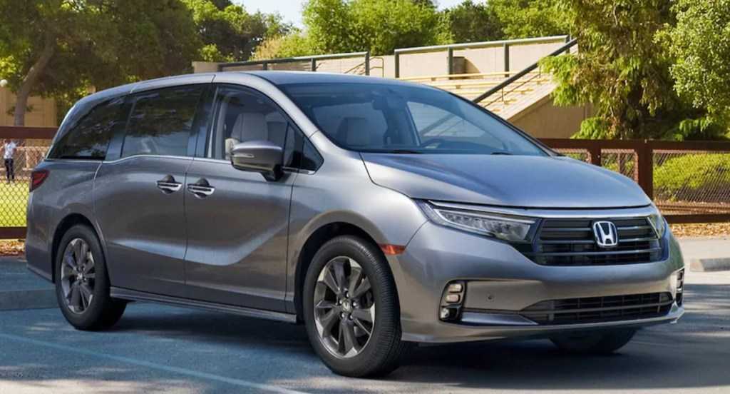 A gray Honda Odyssey.