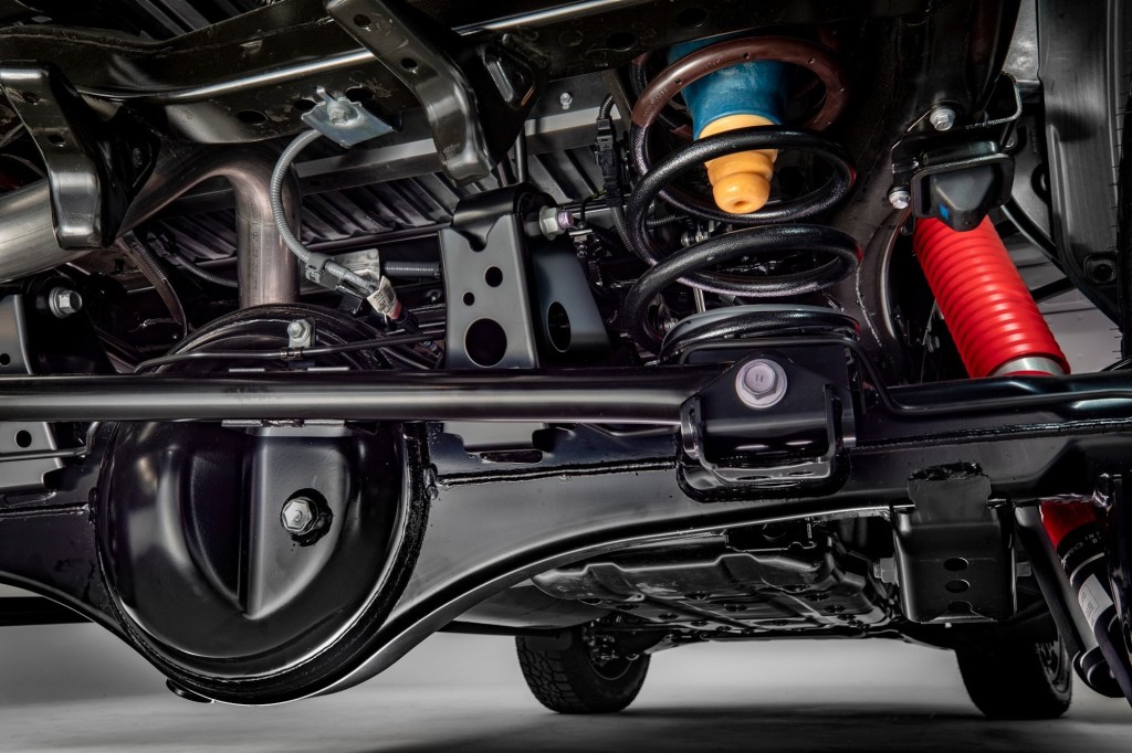a veiw of the 2022 Toyota Tundra's suspension 
