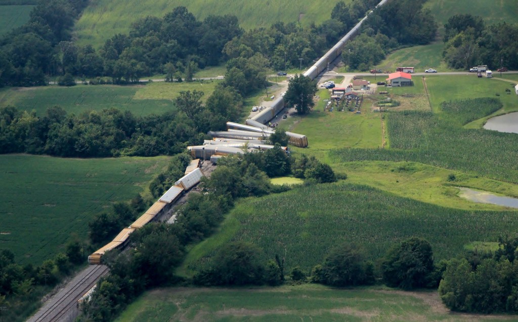 Ford F-150 models in a train derailment