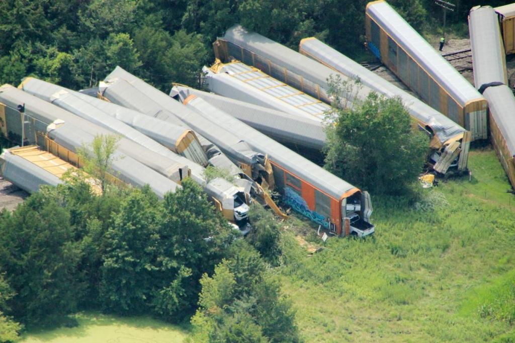 Ford F-150 models in a train crash