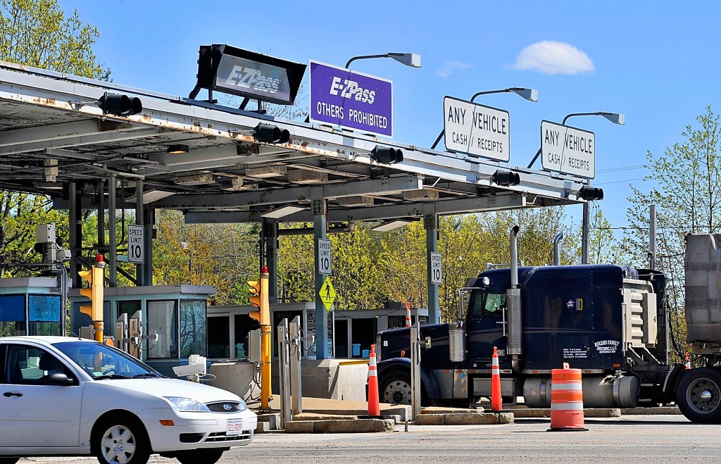 A tollbooth area with E-ZPass electronic tolls