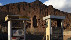 An Afghanistan petrol gas pump station near a Taliban attack site