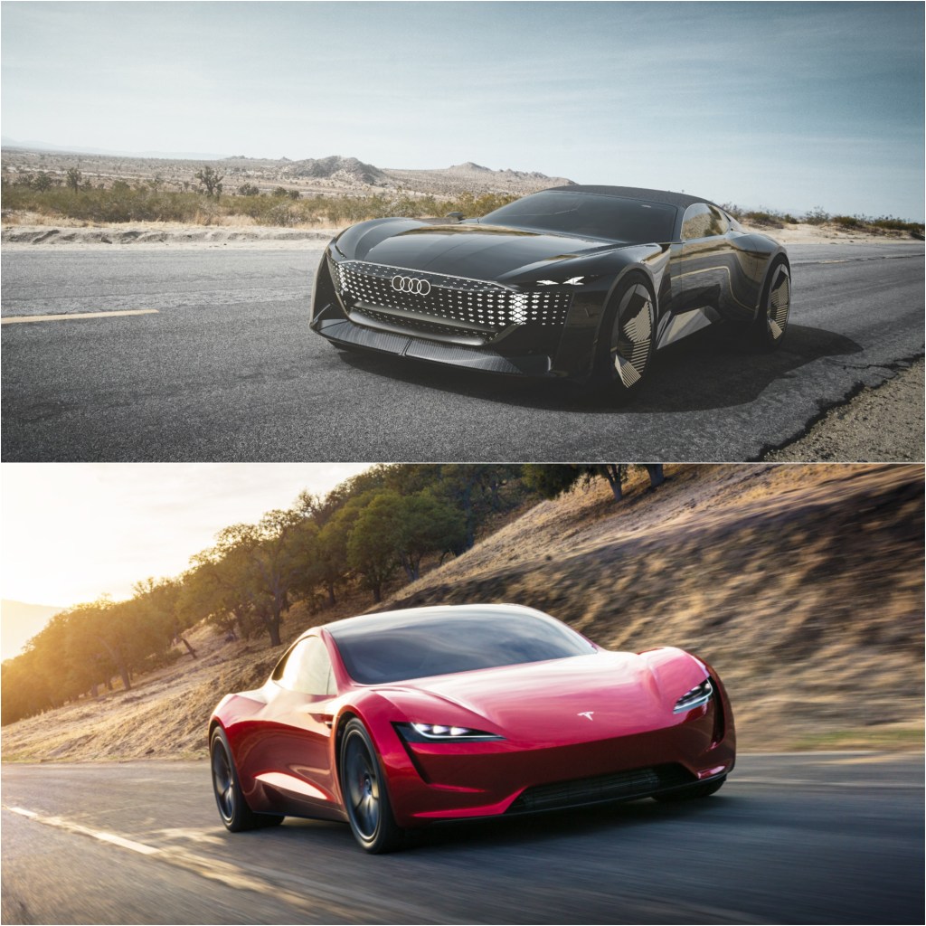 Audi Skysphere Concept and Tesla Roadster Electric Cars