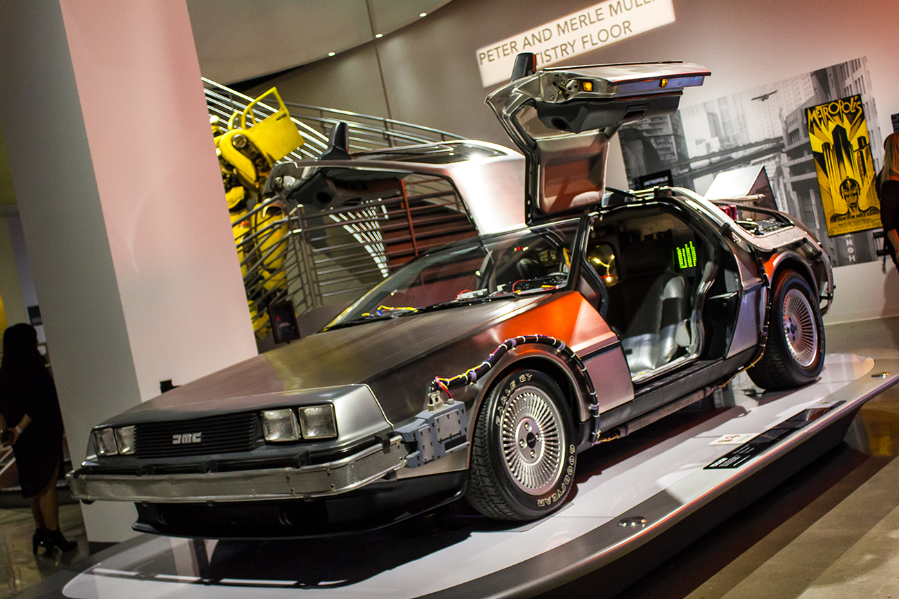 The DeLorean from the film "Back To The Future." Seen here in a movie cars exhibit.