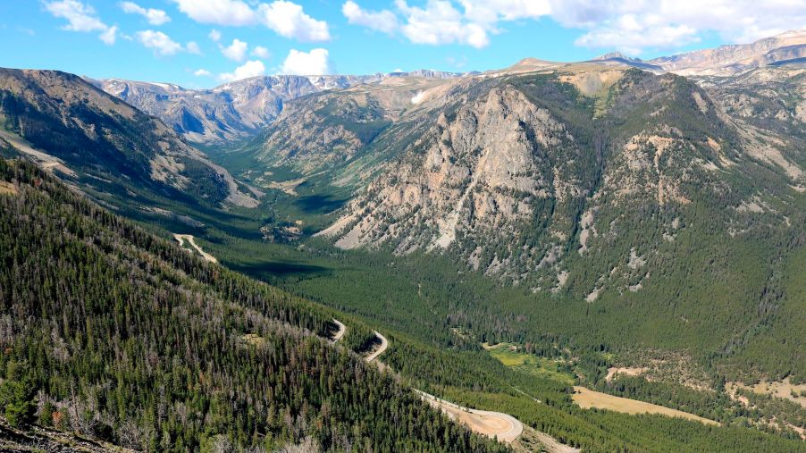 Beartooth Highway through the Beartooth Mountains of Montana is a scenic yet dangerous motorcycle ride