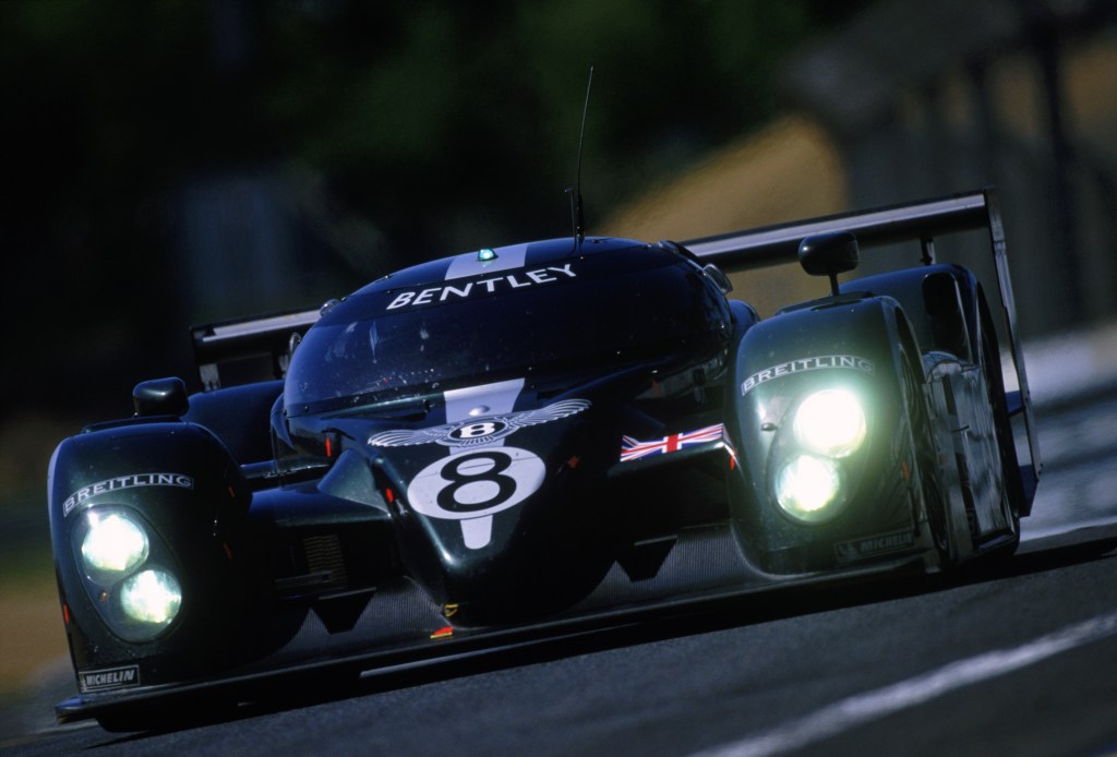 Bentley Speed 8 driven by Johnny Herbert and Mark Blundell of Great Britain and David Brabham of Australia during the 24 Hour Le Mans